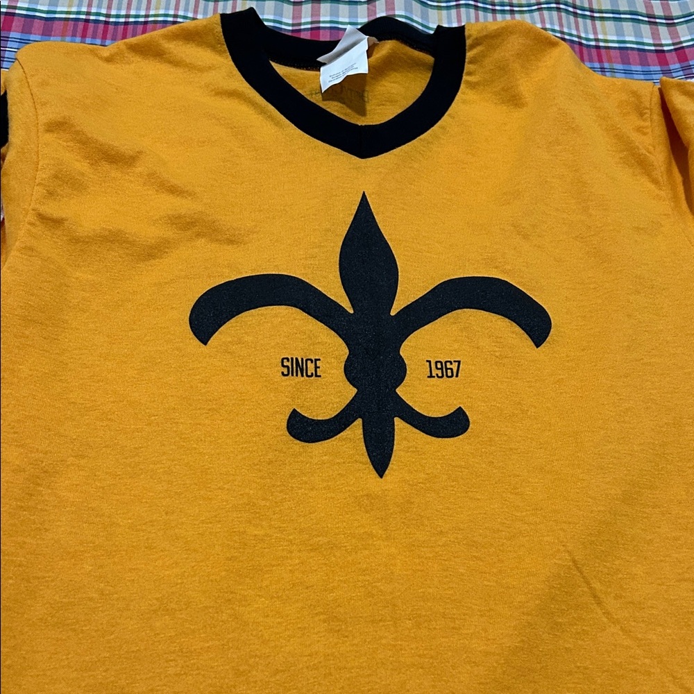 Yellow Mens Shirt with Black Fleur-de-lis